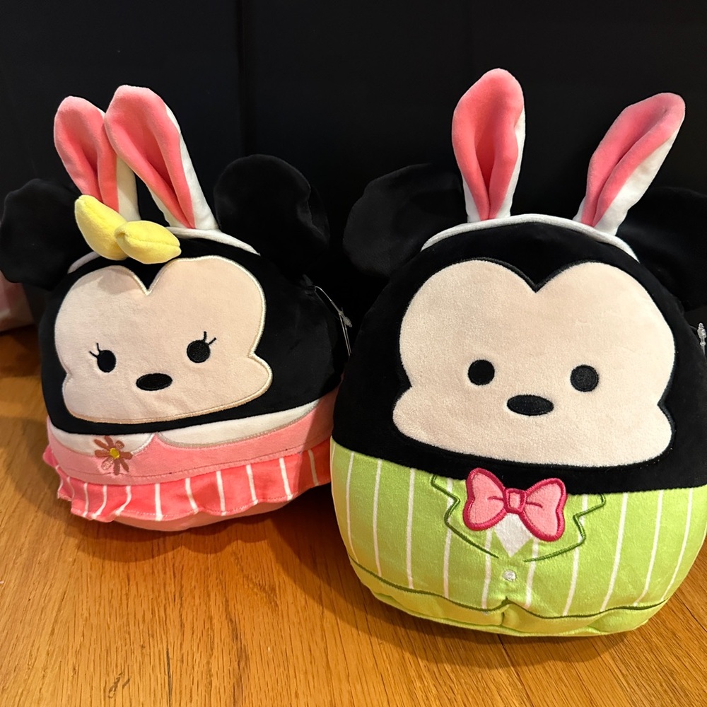 Squishmallow 8 Inch Minnie and Mickey Mouse with bunny ear Disney Plush Toy new